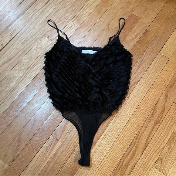 ASTR The Label Black Bodysuit Eyelash Fringe S - Picture 6 of 13
